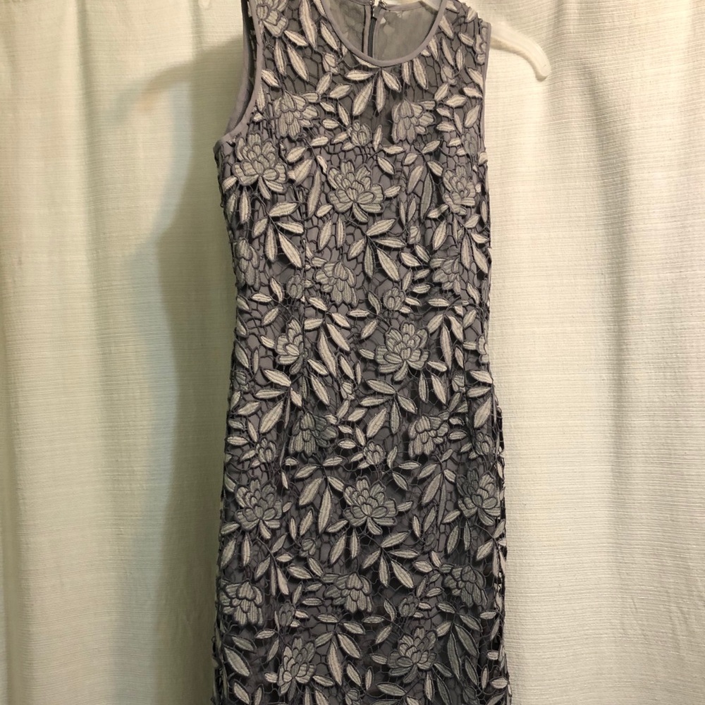 WHBM Pewter Lace Overlay Sheath Dress